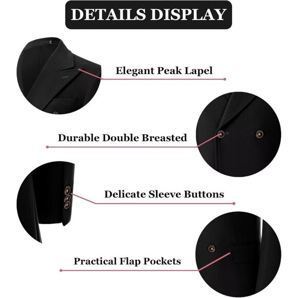 Mens Black Winter Jacket Trench Coats for Men Long Jackets Warm Double - Picture 3 of 7